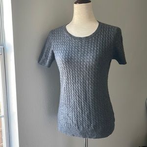 Alex Marie Cashmere Grey Short Sleeve Cable Knit Top